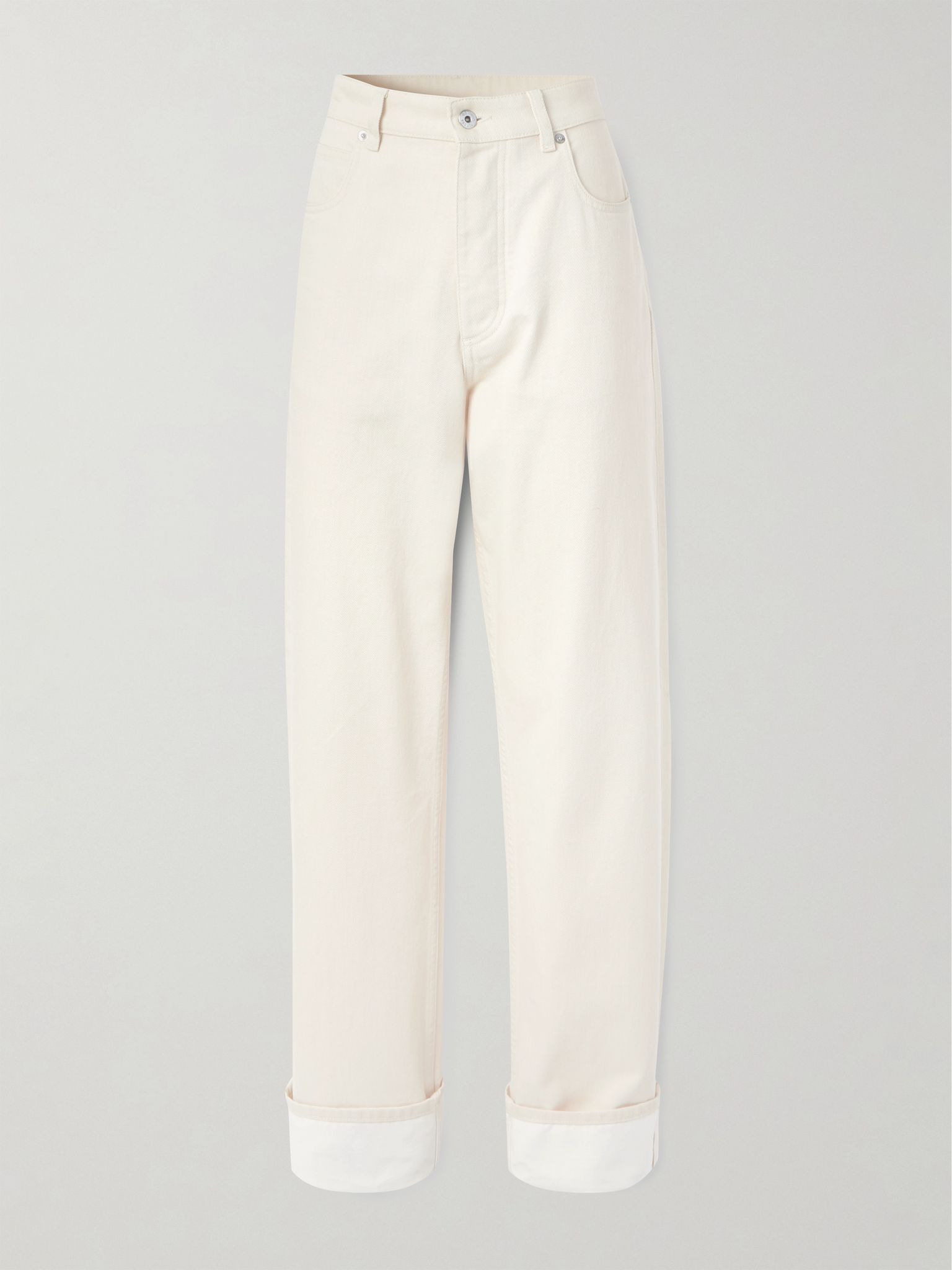 Appliquéd high-rise wide-leg jeans Cream - 1