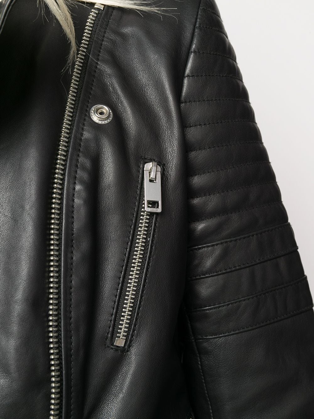 quilted buckled strap biker jacket - 5