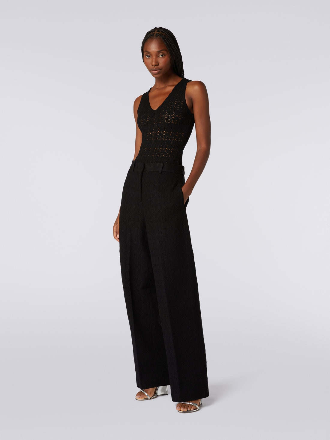 Classic trousers with lace effect - 3