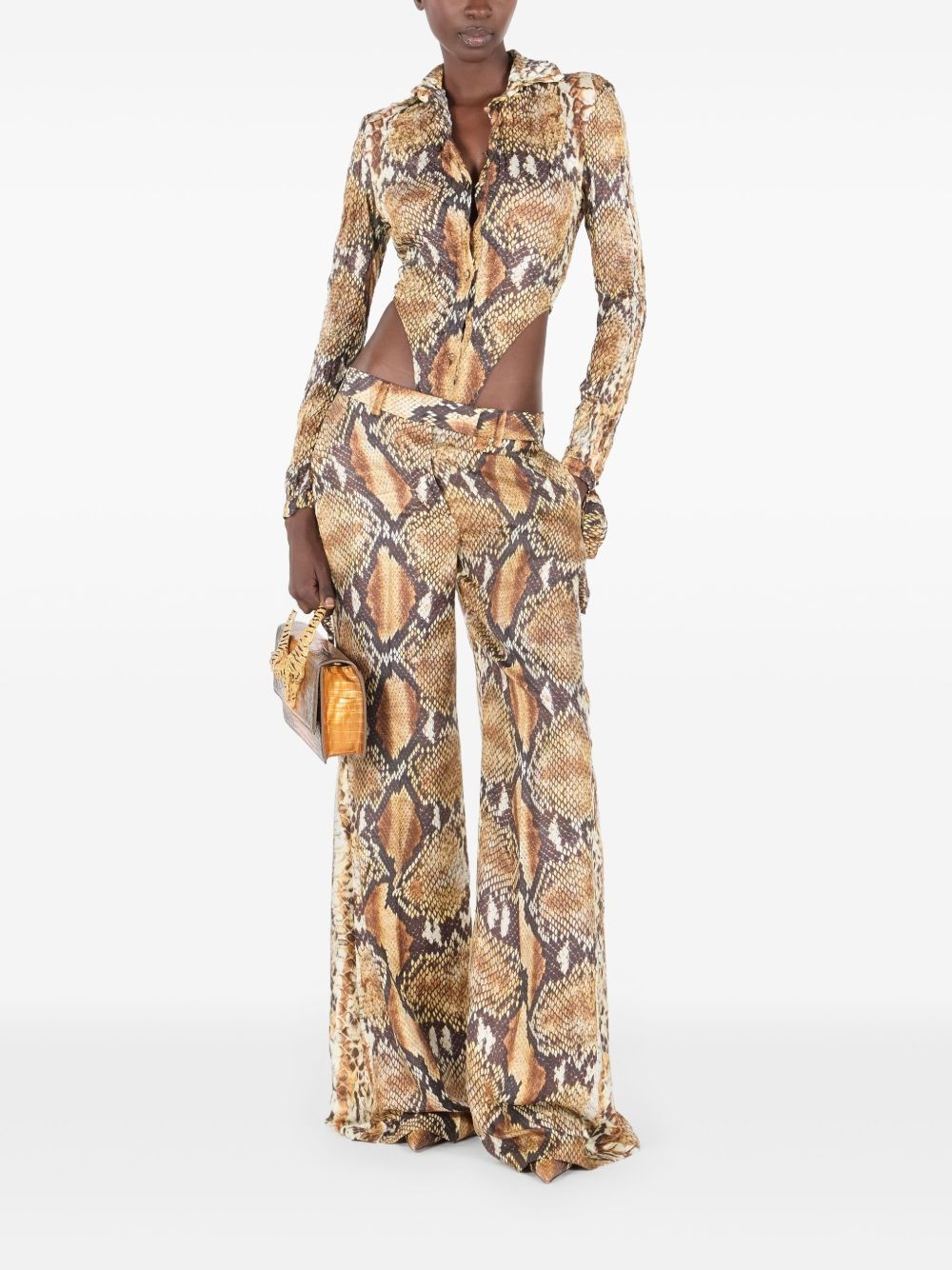 snakeskin-print bodysuit - 2