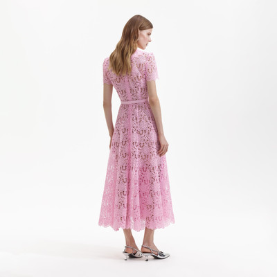 self-portrait Pale Pink Guipure Lace Midi Dress outlook