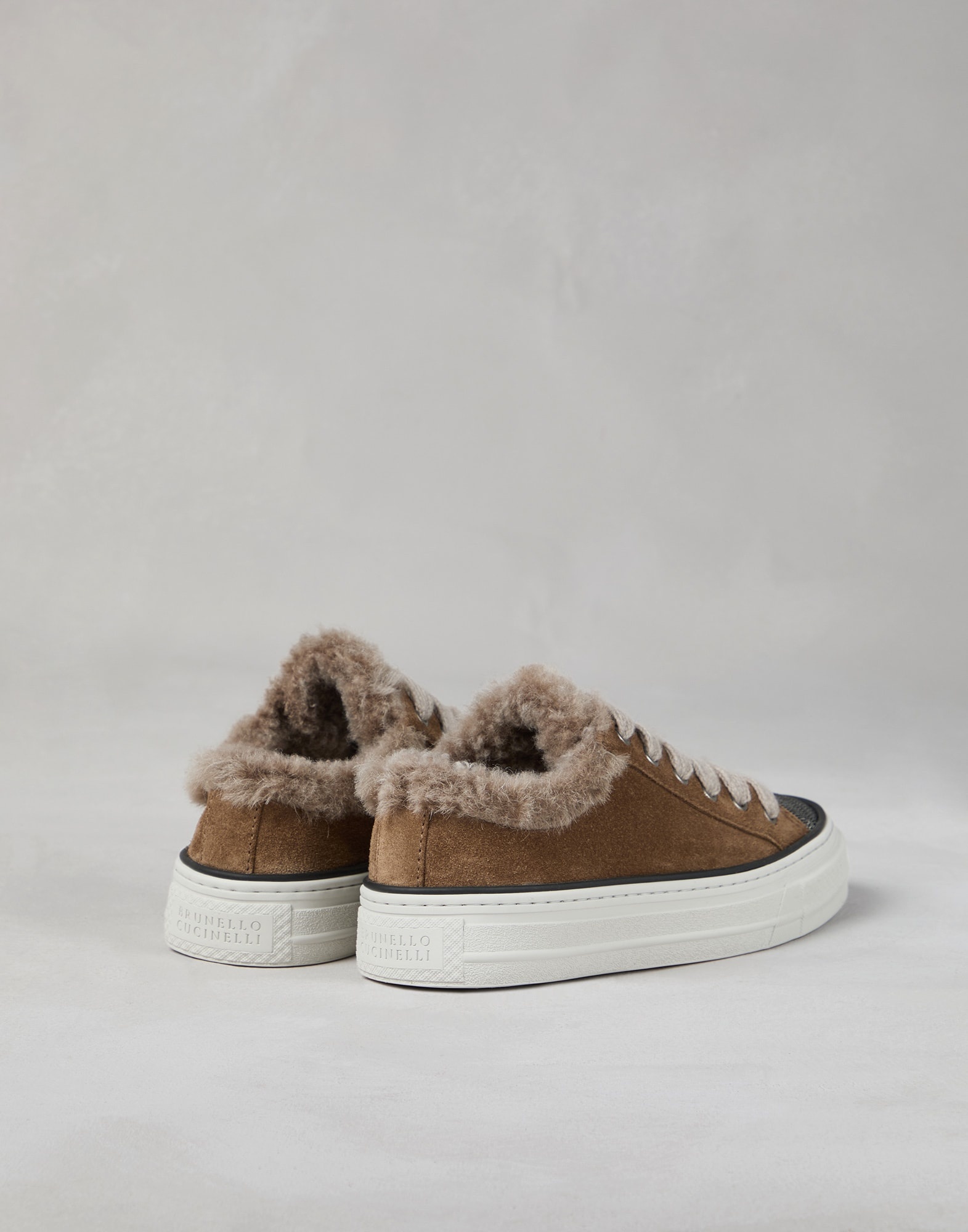 Suede sneakers with shearling lining and precious toe - 2