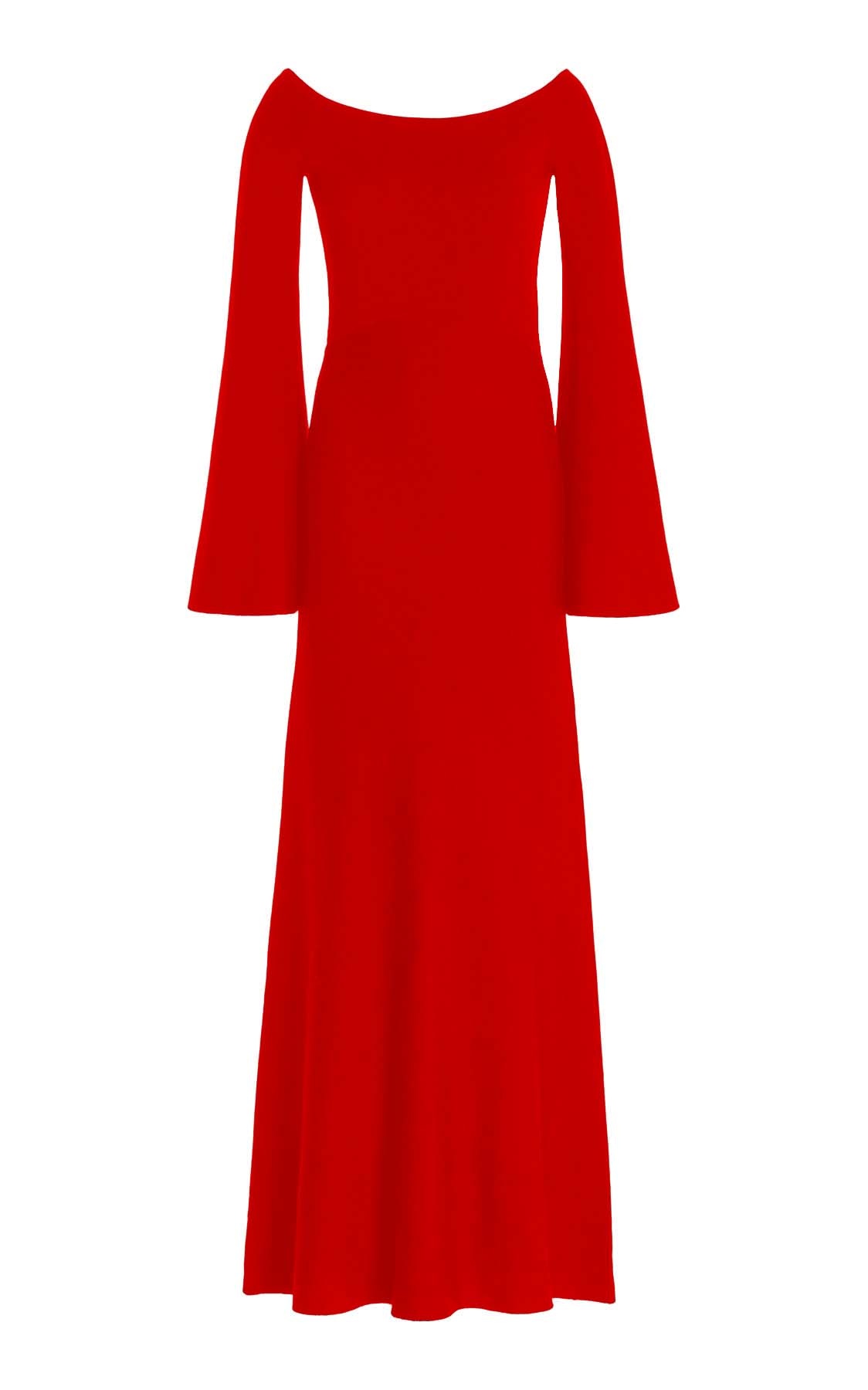 Shar Knit Dress in Red Merino Wool Cashmere - 1