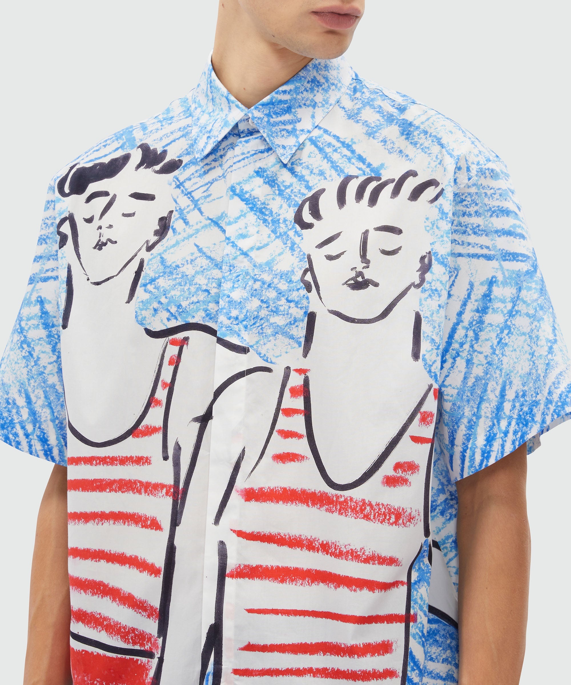 Poplin shirt with MSGM "Two sailors" graphics - 5