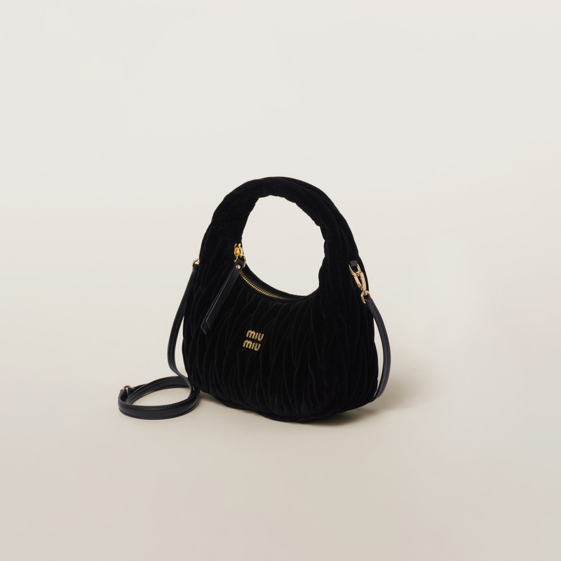 Miu Miu Wander matelassé velvet hobo bag outlook
