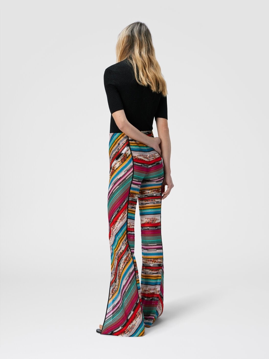 Lamé slub viscose trousers with slits at the bottom - 3
