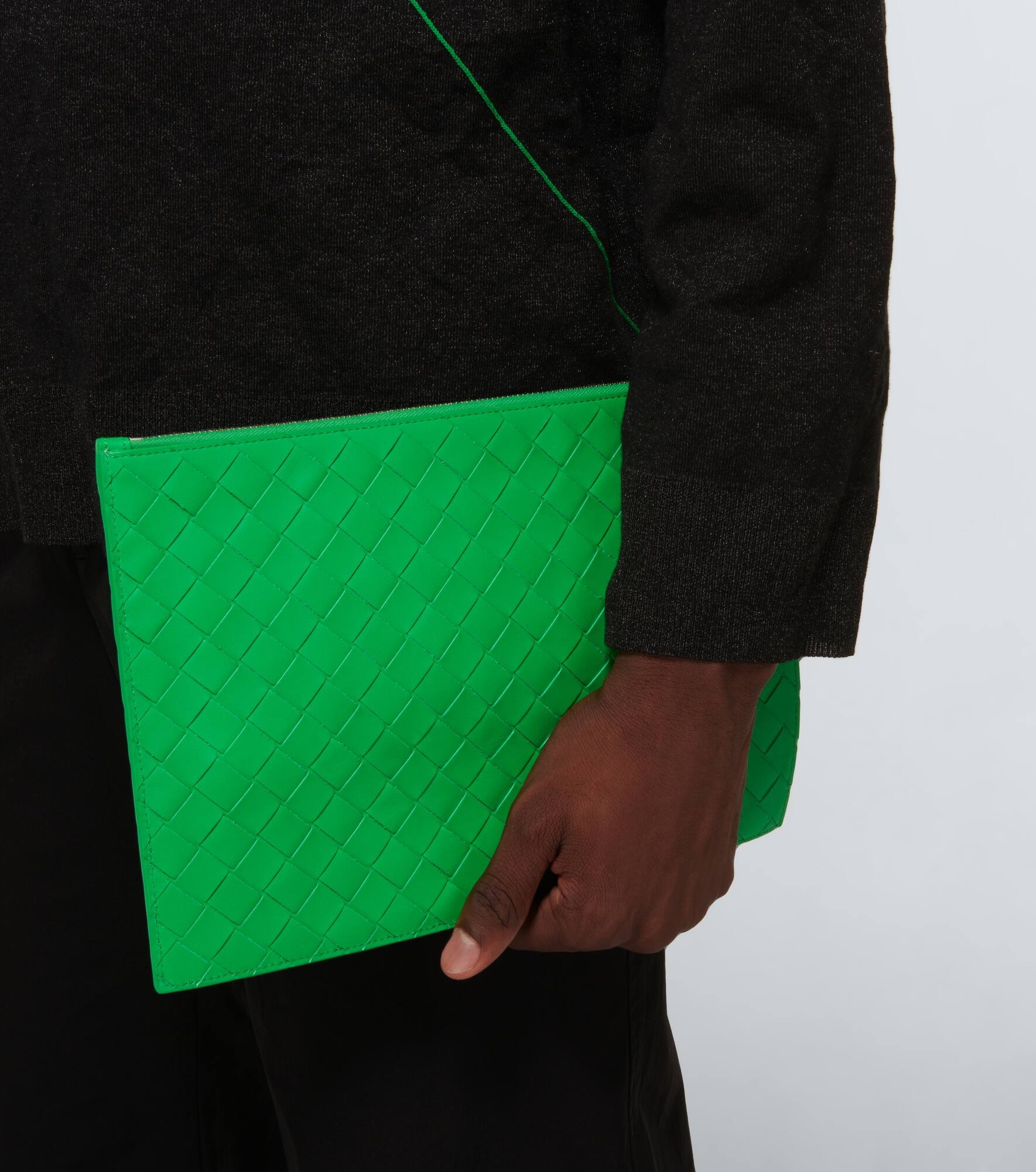 Intrecciato Large leather pouch - 3