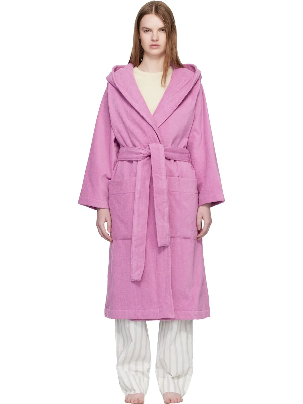 Pink Terry Hooded Bathrobe - 1