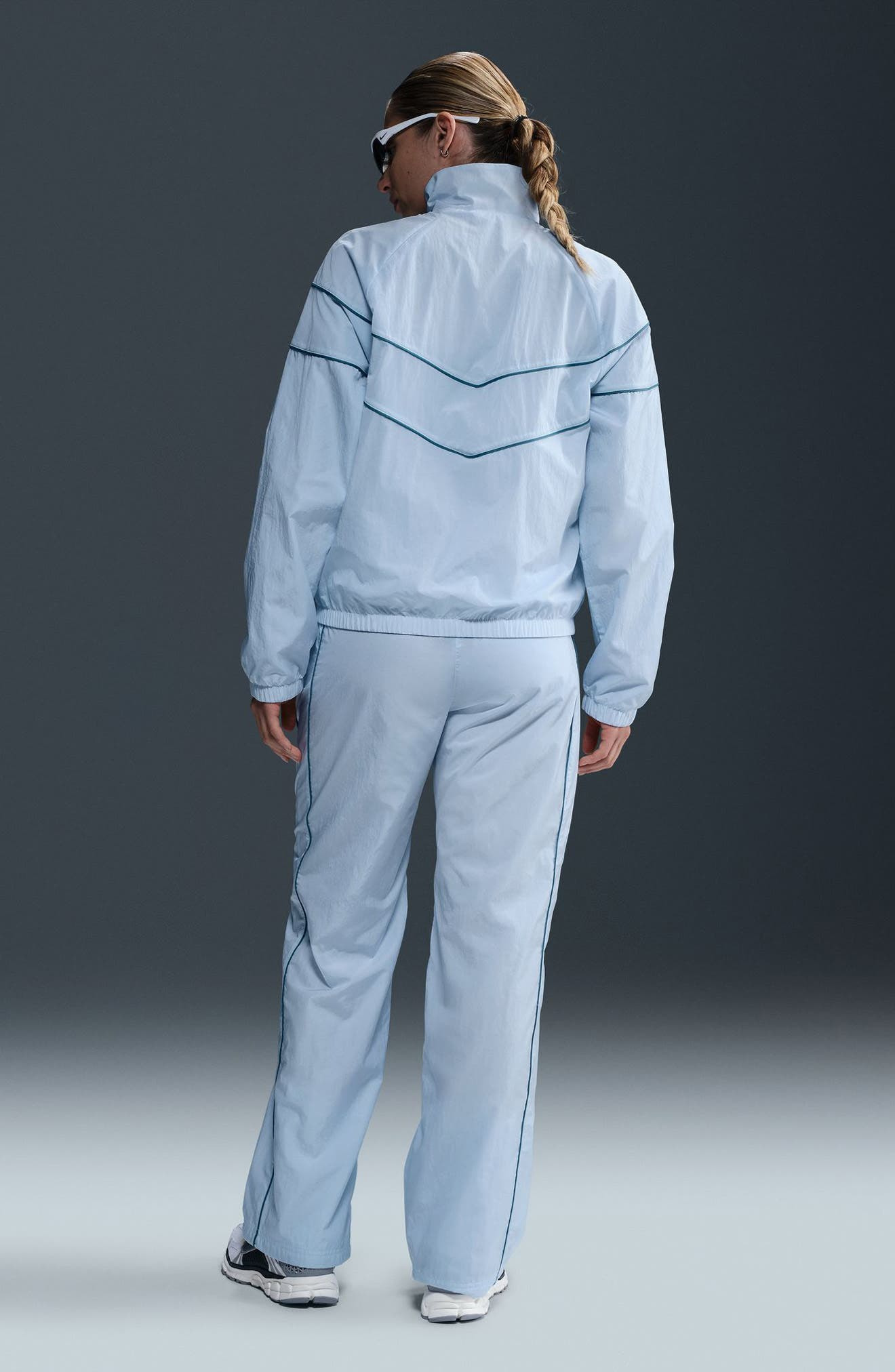 Nike Windrunner Water Repellent Jacket in Blue Tint/Smokey Blue/White at Nordstrom - 6