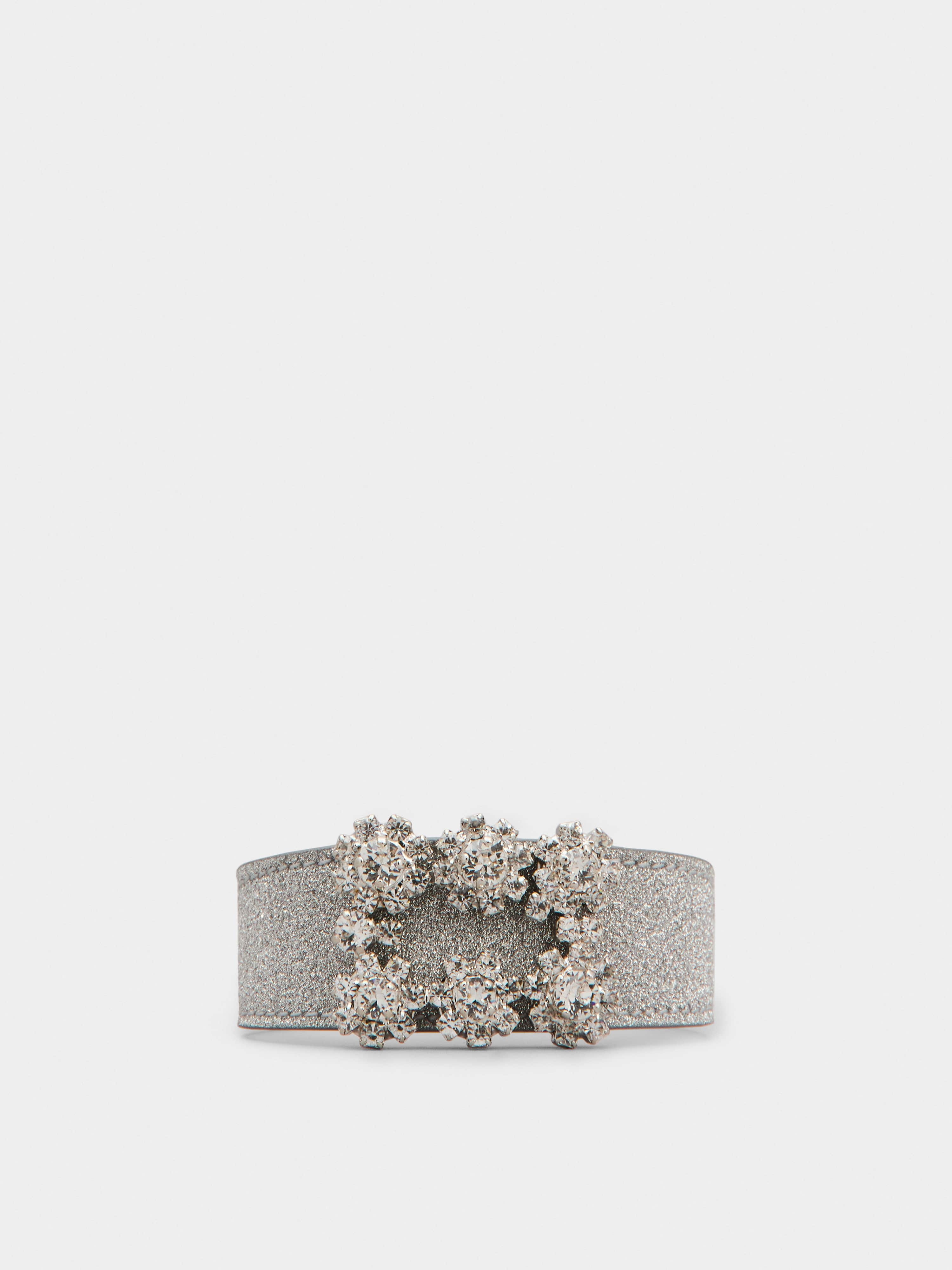 Flower Strass Buckle Bracelet in Fabrics and Leather - 1