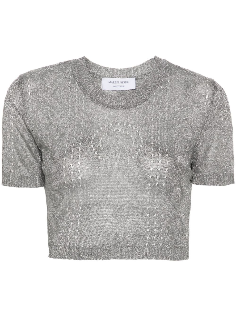 metallic fine-ribbed top - 1