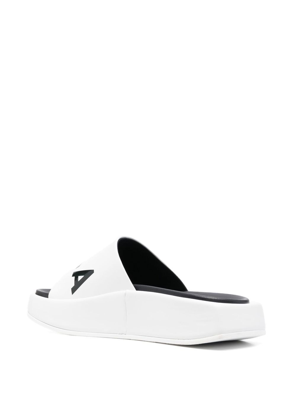 logo-print leather slides - 3