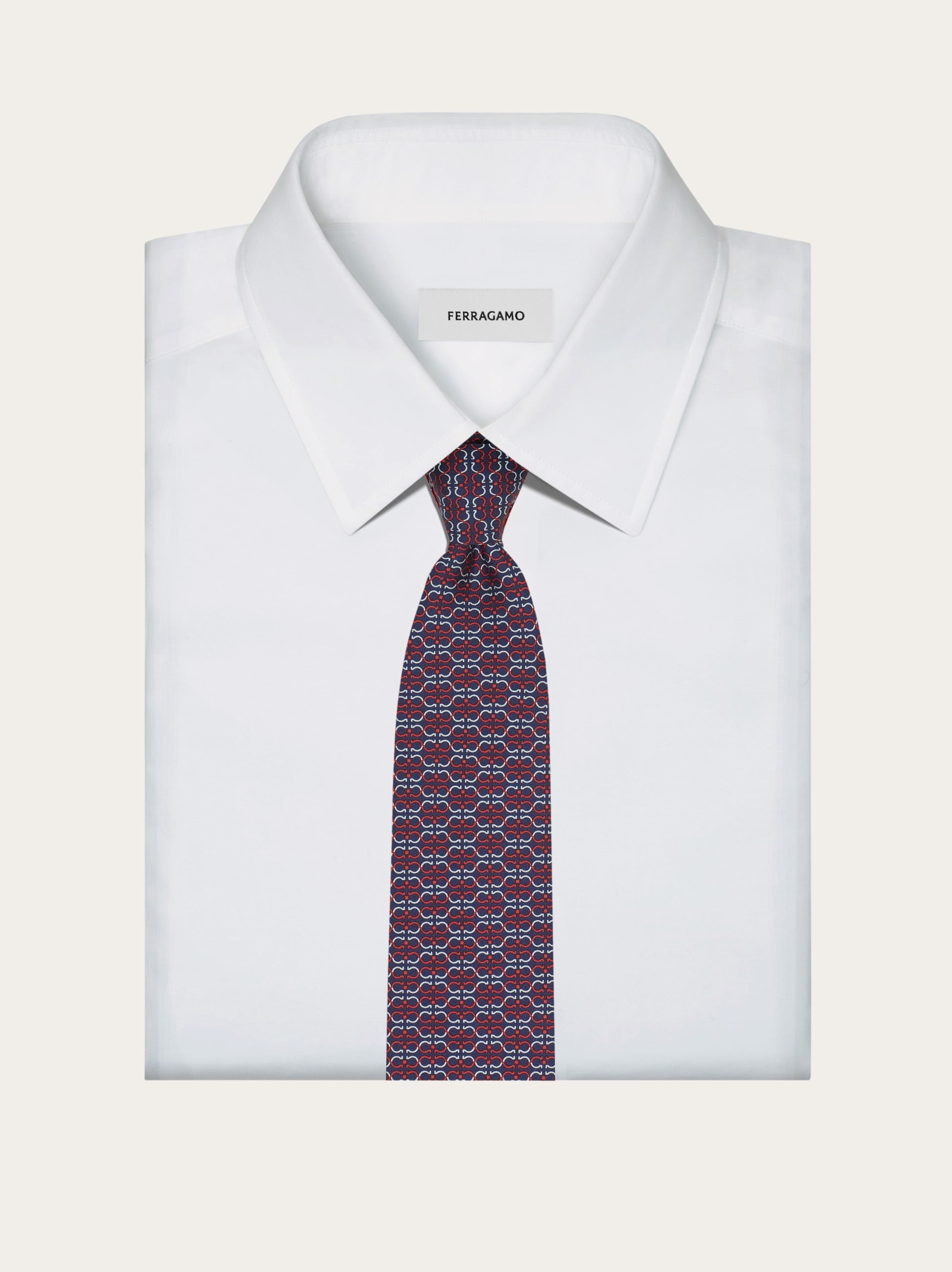 Gancini print silk tie - 4