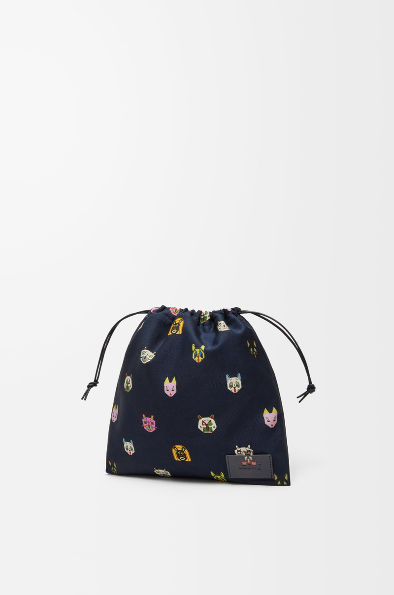 Loewe Cats small drawstring pouch in canvas outlook