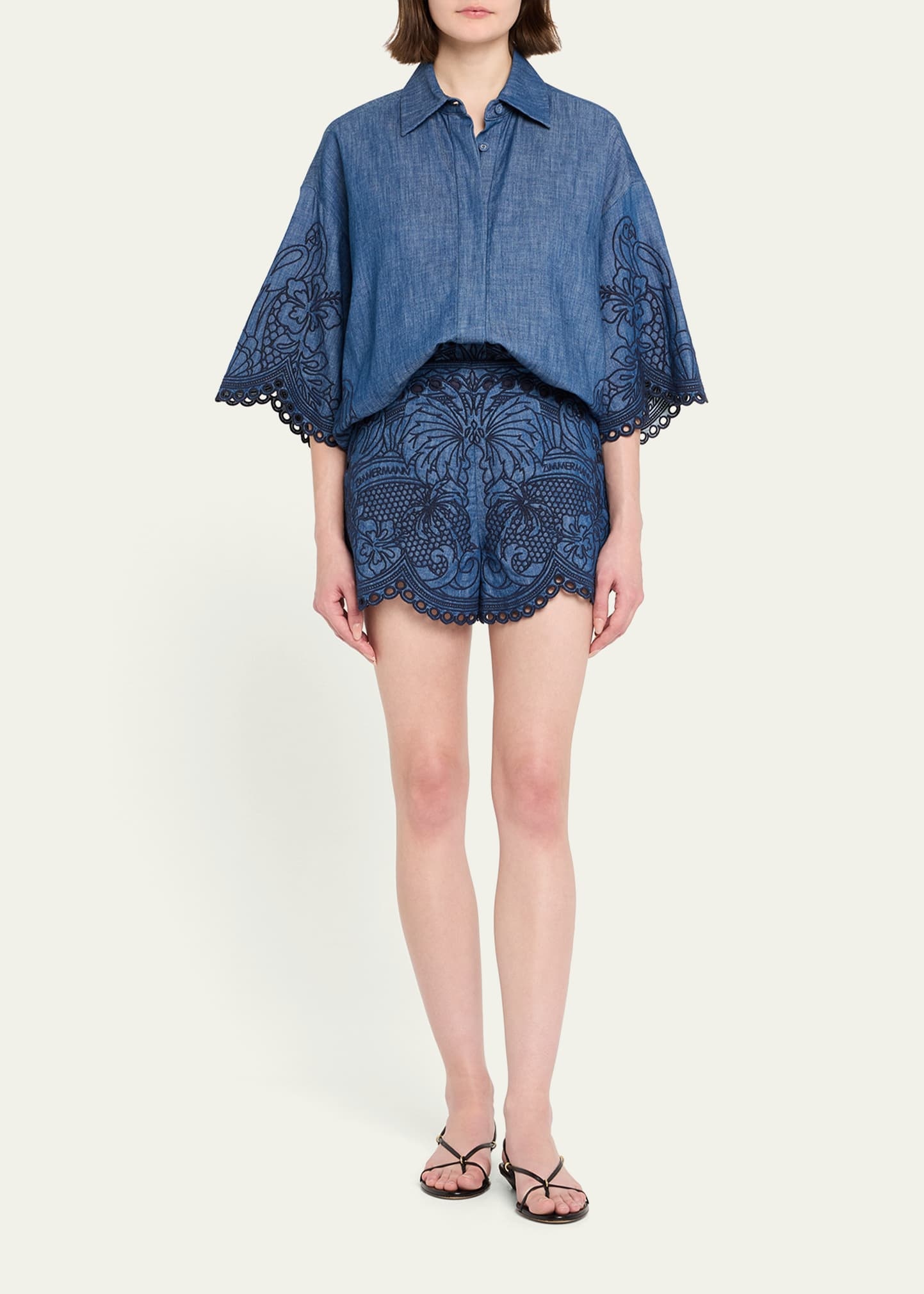 Coco Embroidered Denim Shorts - 2