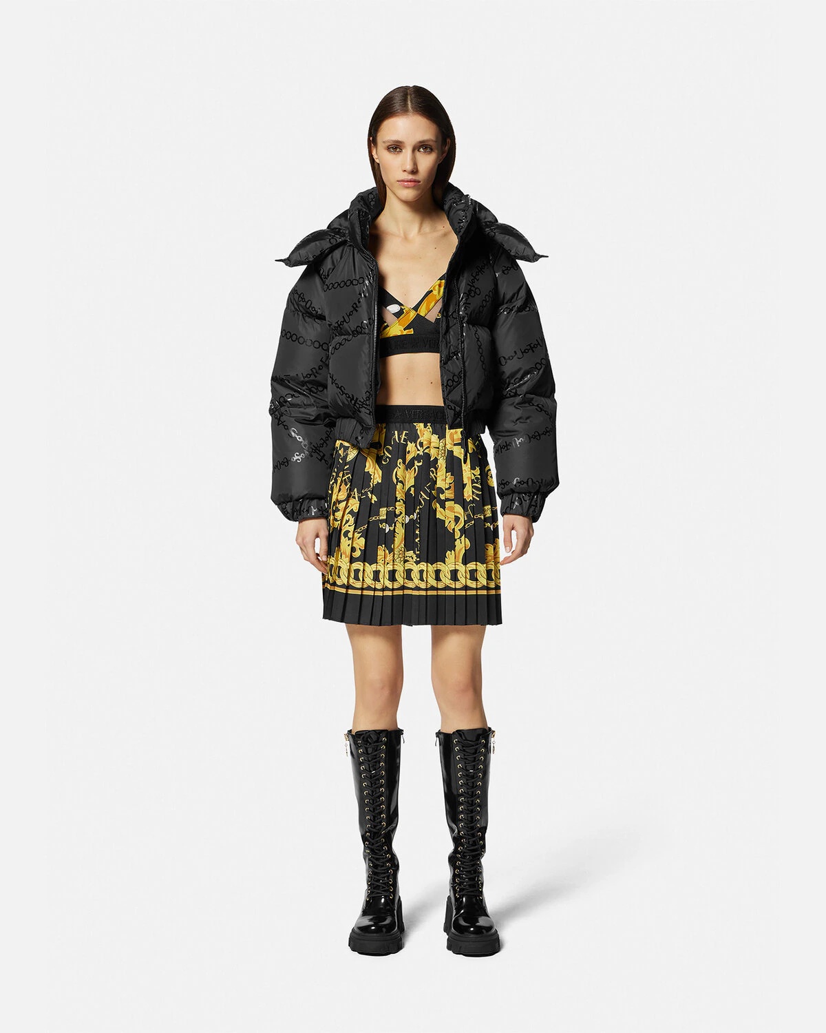 Chain Couture Pleated Mini Skirt - 2
