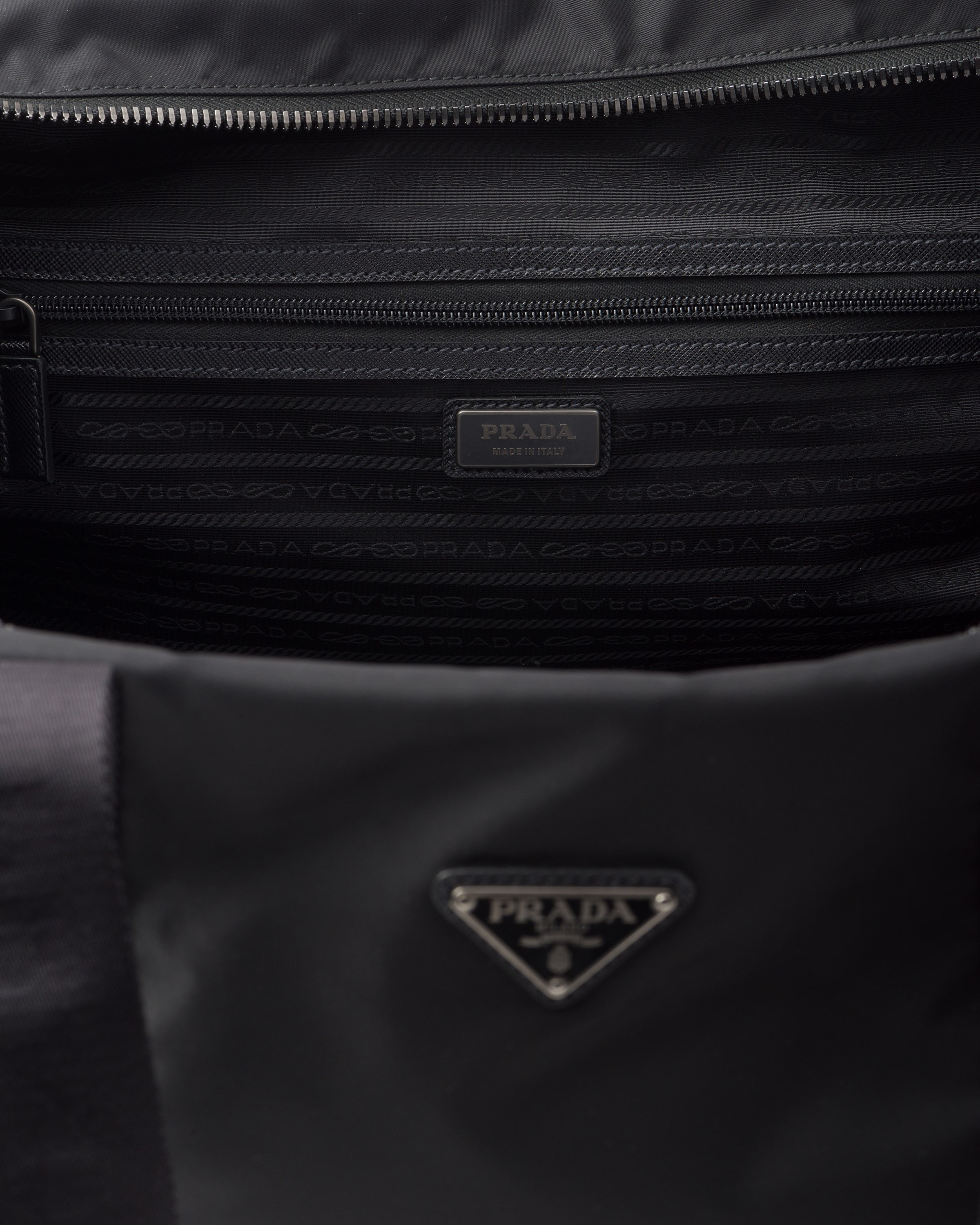 Re-Nylon and Saffiano leather trolley - 4