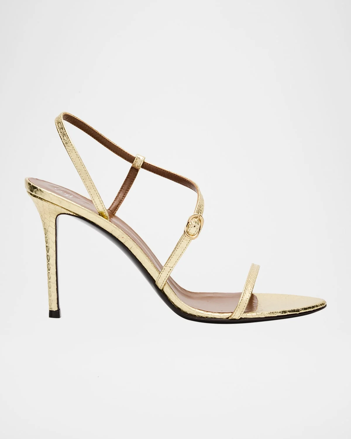 Snakeskin Ankle Strap Stiletto Sandals - 1