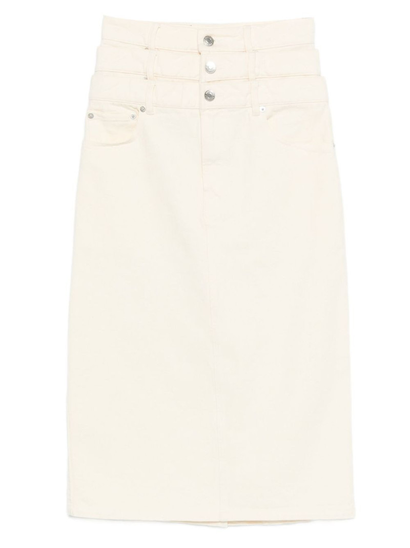 triple layer denim midi skirt 1