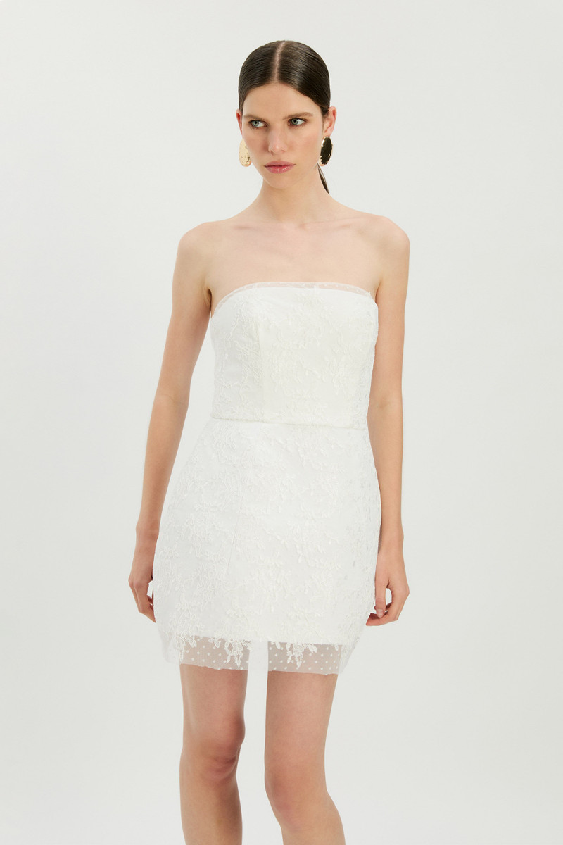 Franca Hourglass Mini Dress In Ivory 3