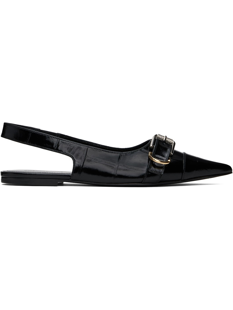 Black Voyou Flat Slingback Slippers - 1
