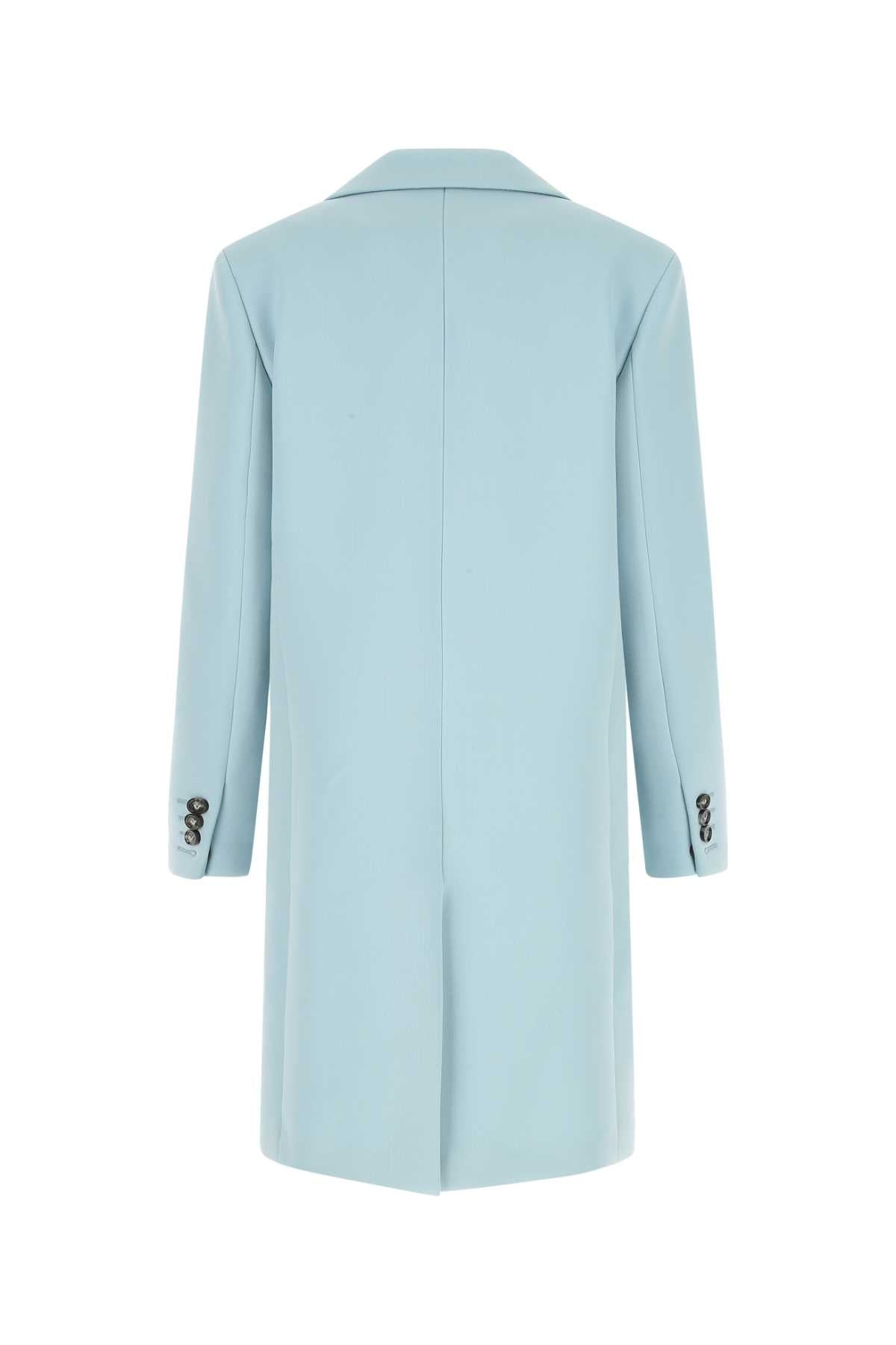 Bottega Veneta Women Pastel Light-Blue Tricotine Coat - 2