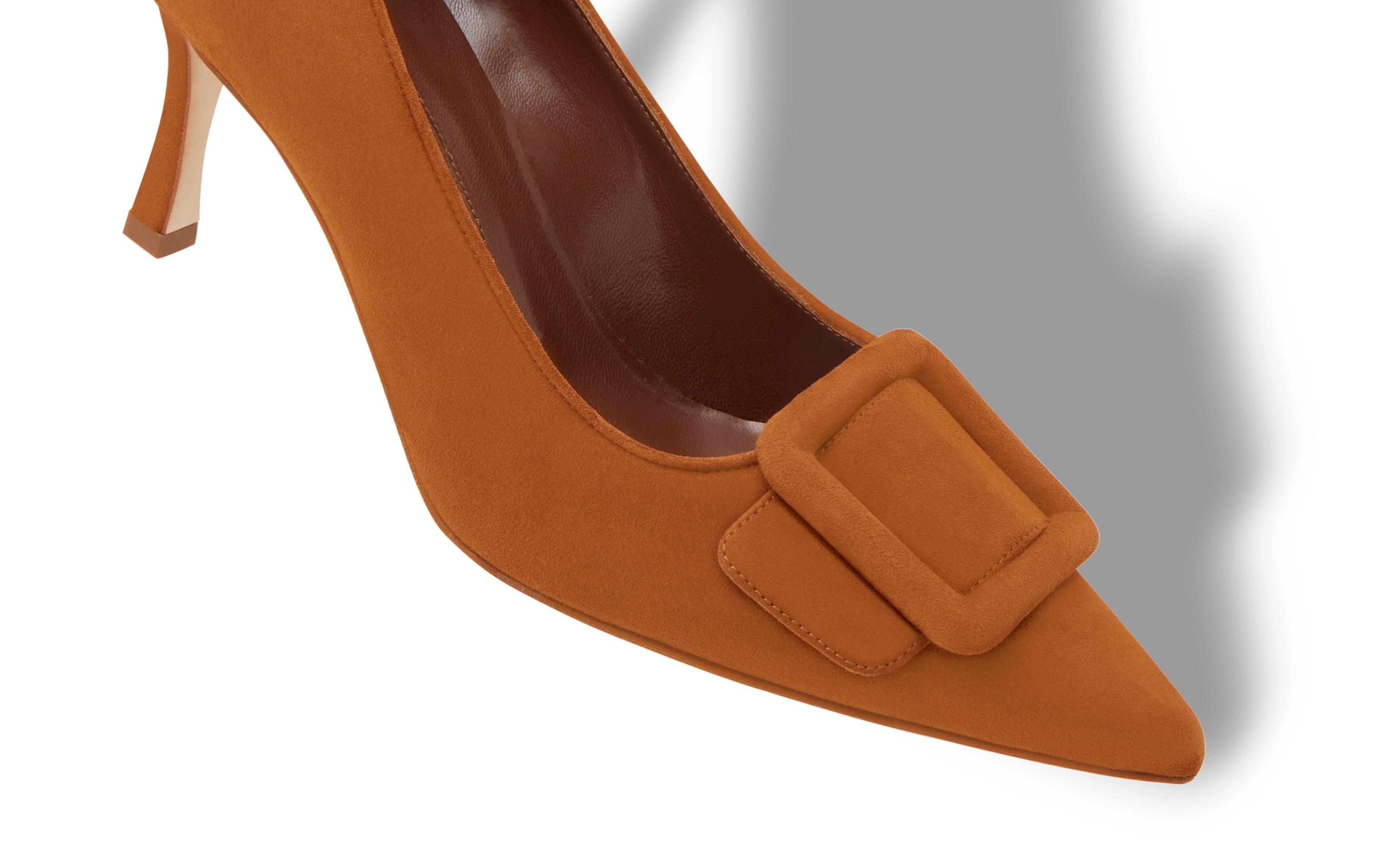 Brown Suede Buckle Detail Pumps - 4