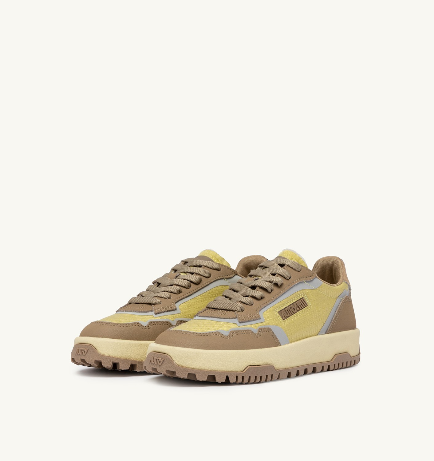 WILDPACE LOW SNEAKERS IN RIPSTOP NYLON AND LEATHER COLOR LEMON GRASS AND INCENSE - 3