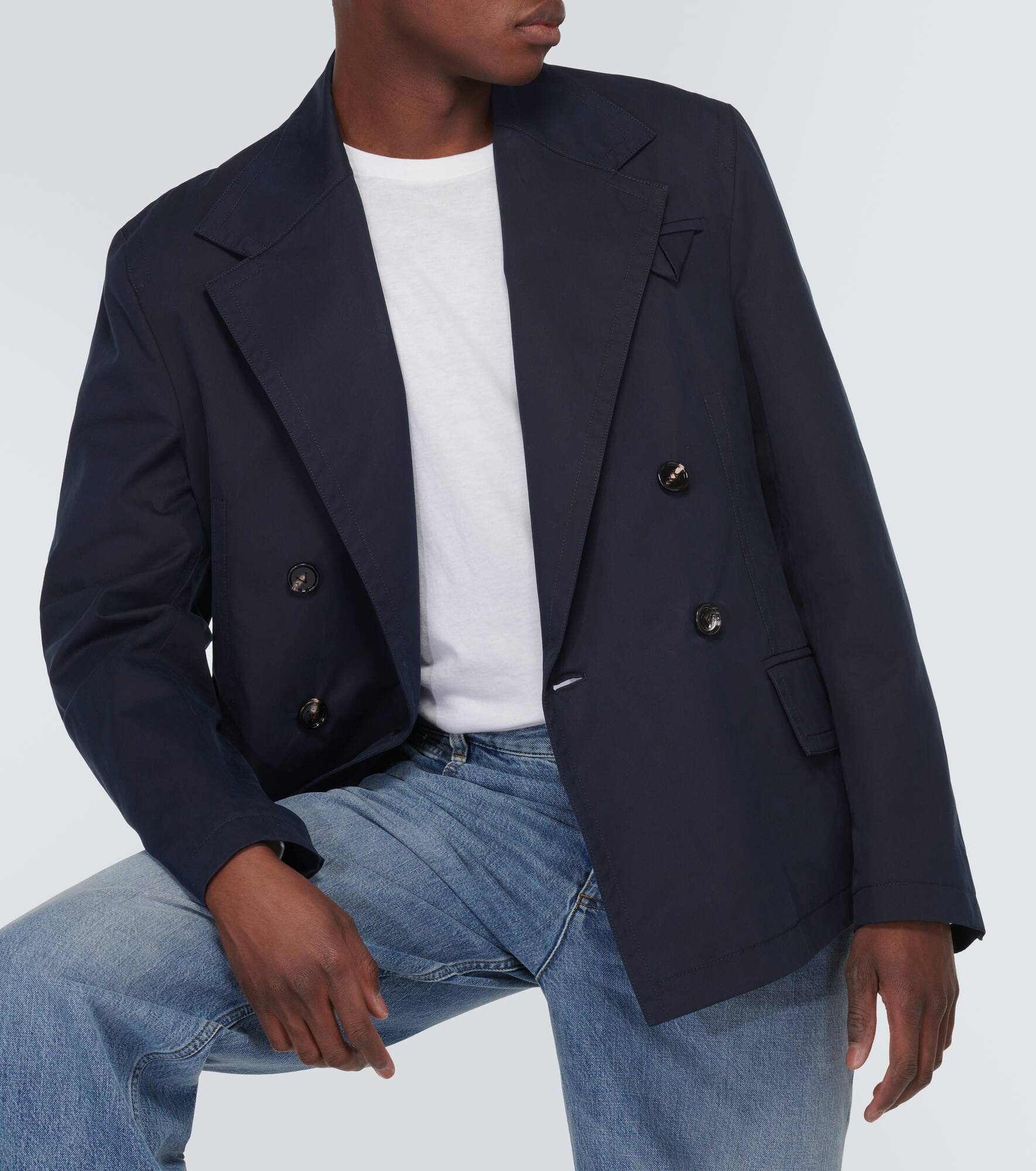 Double-breasted cotton twill blazer - 5