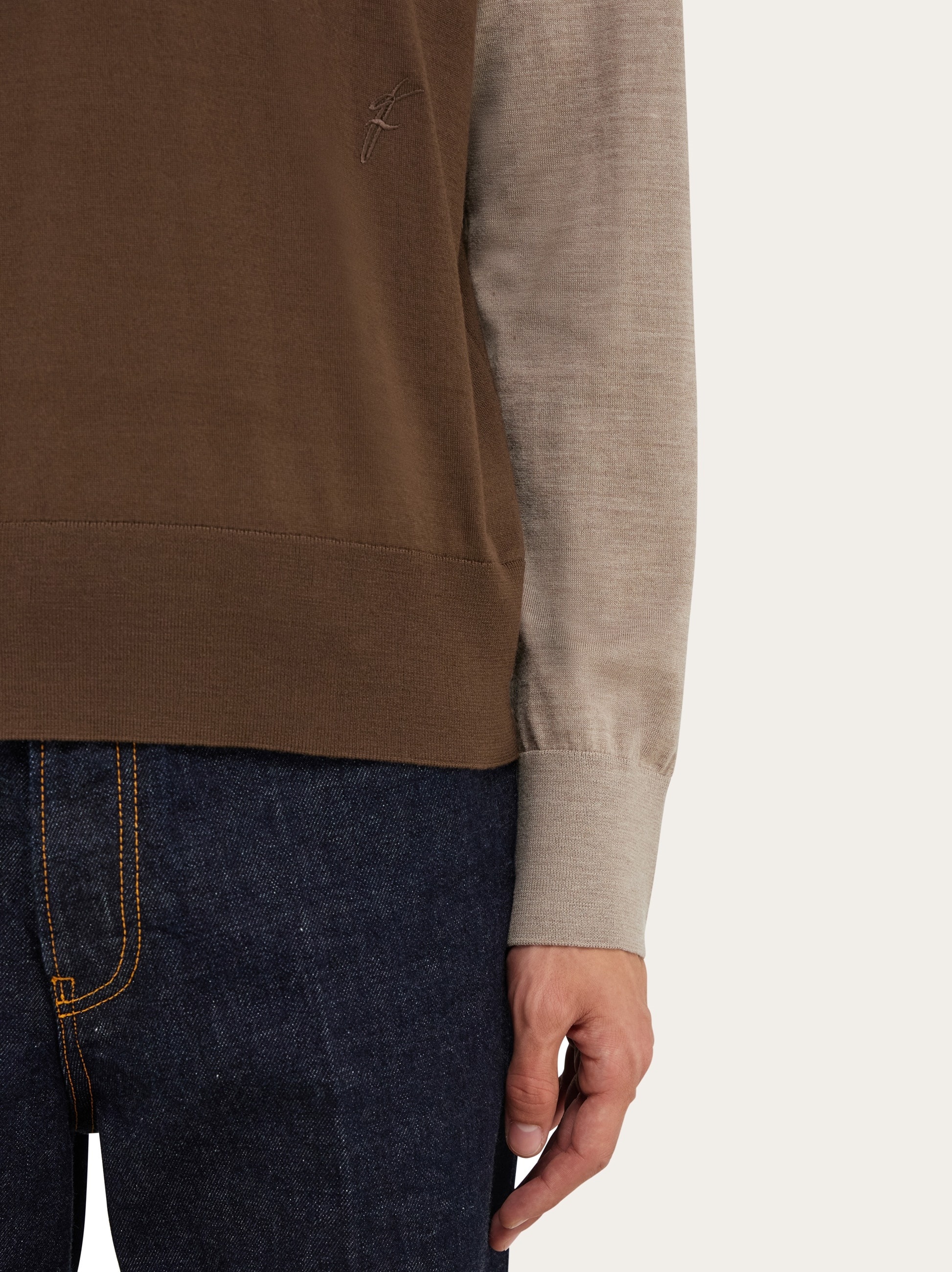 Light pure wool color block sweater - 6