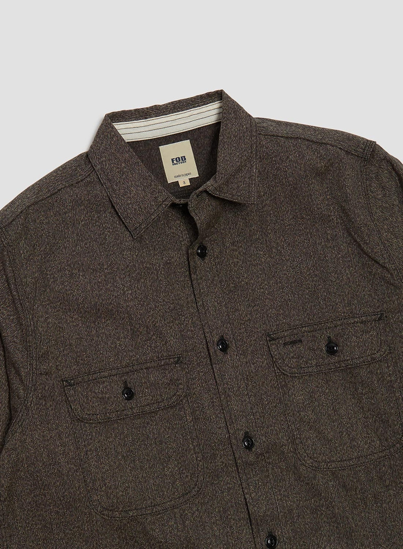 Nigel Cabourn FOB Factory Black Heather Work Shirt Black outlook