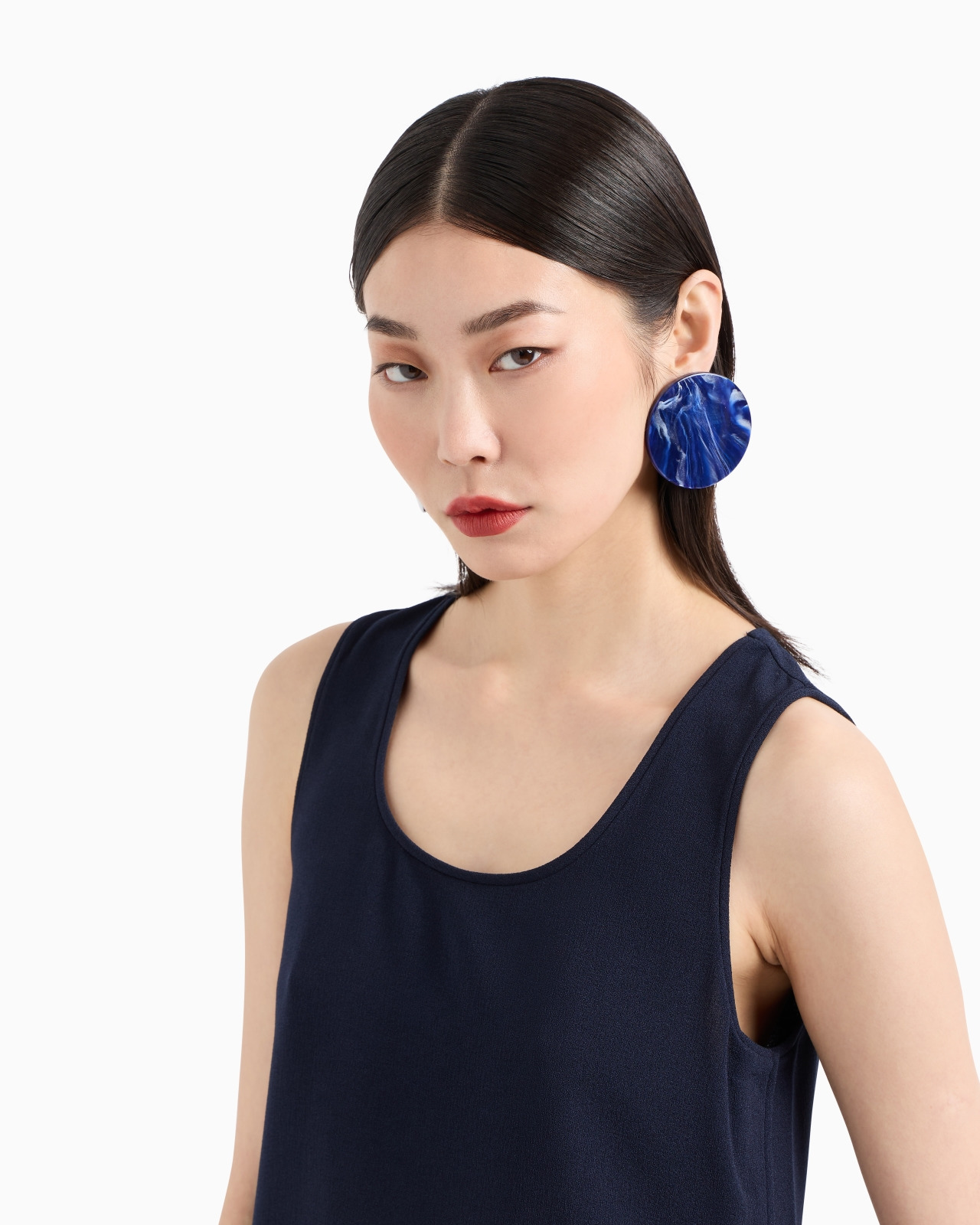 Stretch sablé fabric top with side slits - 5
