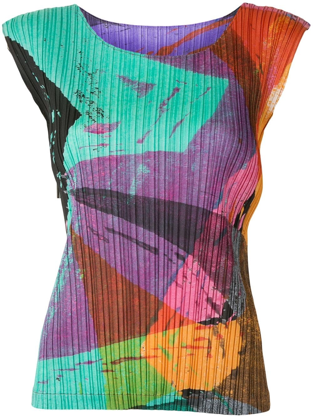 abstract print pleated tank top - 1