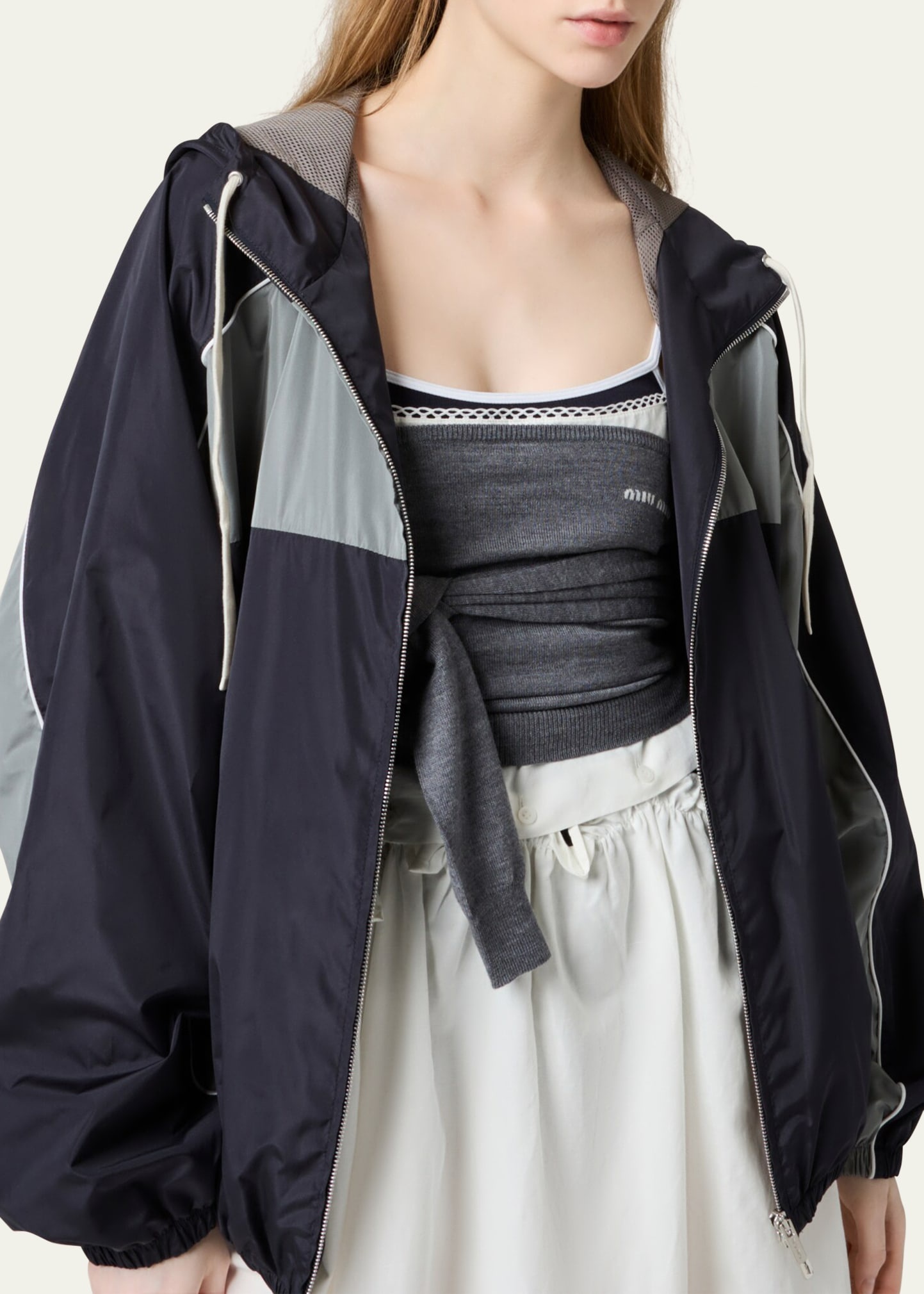 Long Sleeve Bomber Jacket With Hoodie - 4