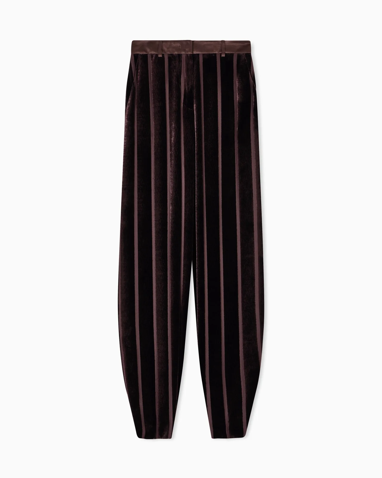 WIDE-LEG STRIPED VELVET TROUSERS - 1