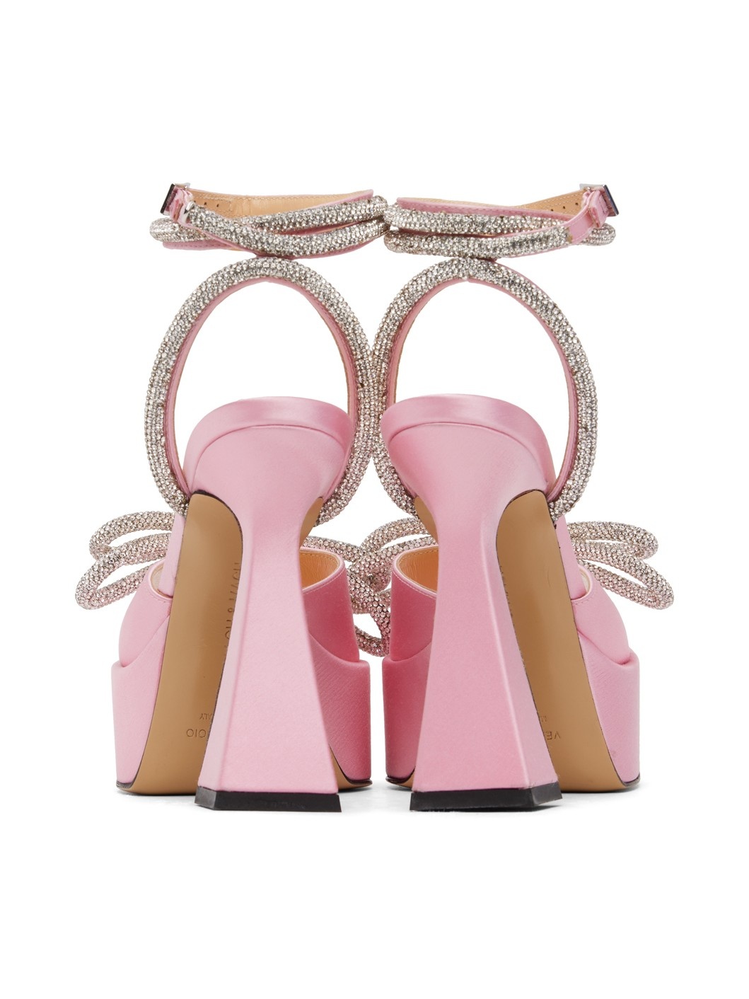 Pink Double Bow Square Toe Heels - 2