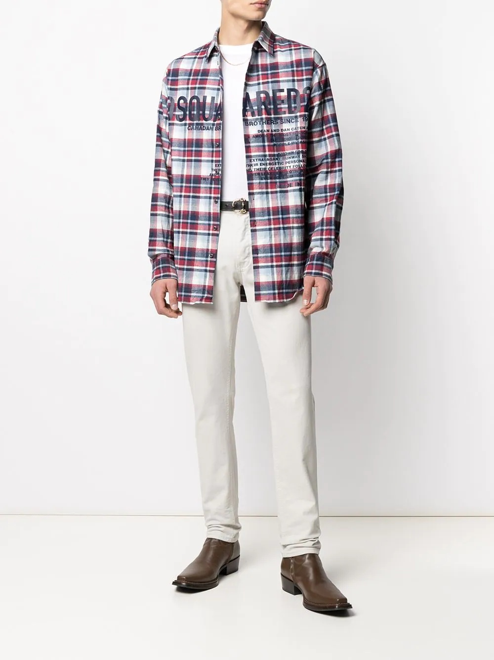 Tシャツ・カットソー D SQUARED2 Embroidered flanel shirt (S75DL0914D35267 001F) DSQUARED2 logo-print flannel shirt | REVERSIBLE