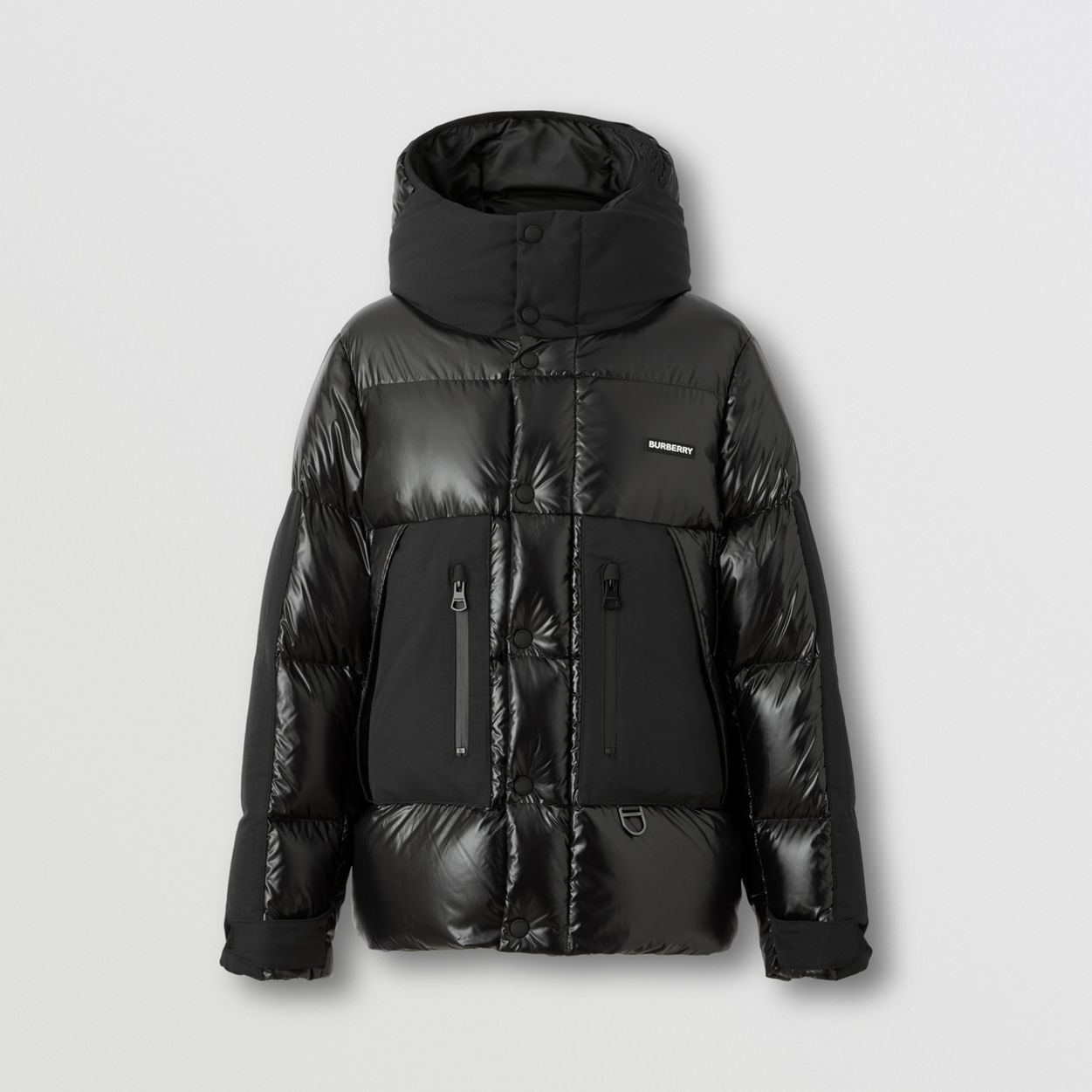 Logo Print Nylon Oversized Hooded Puffer Jacket - 1