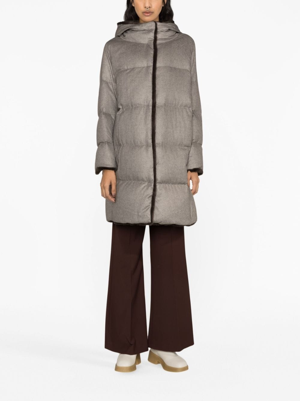 faux fur-lined quilted coat - 2