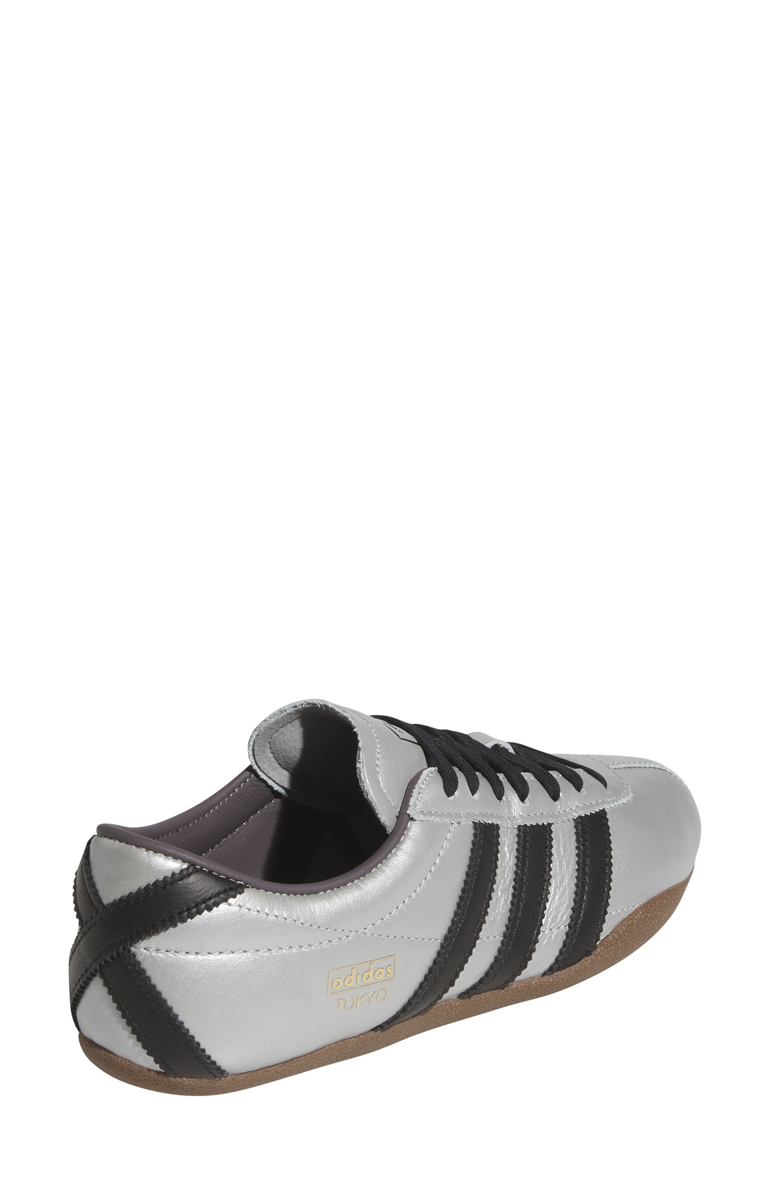 adidas Tokyo Decon Low Top Leather Sneaker in Silver Metallic/Black/Gum at Nordstrom - 2