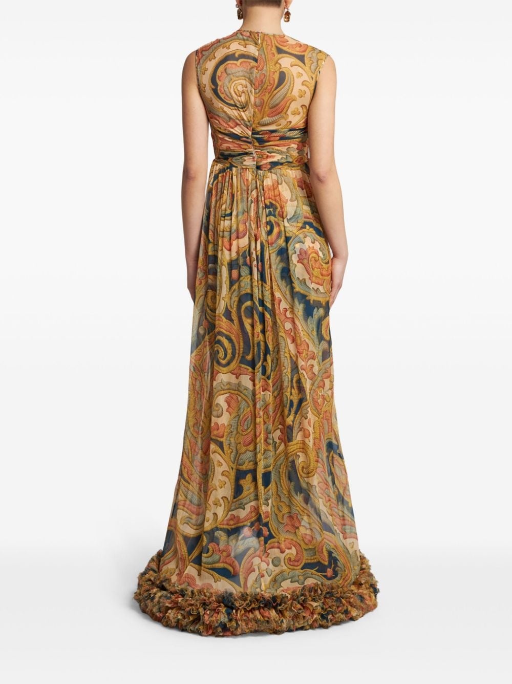 ruched-detailing printed silk maxi dress - 3