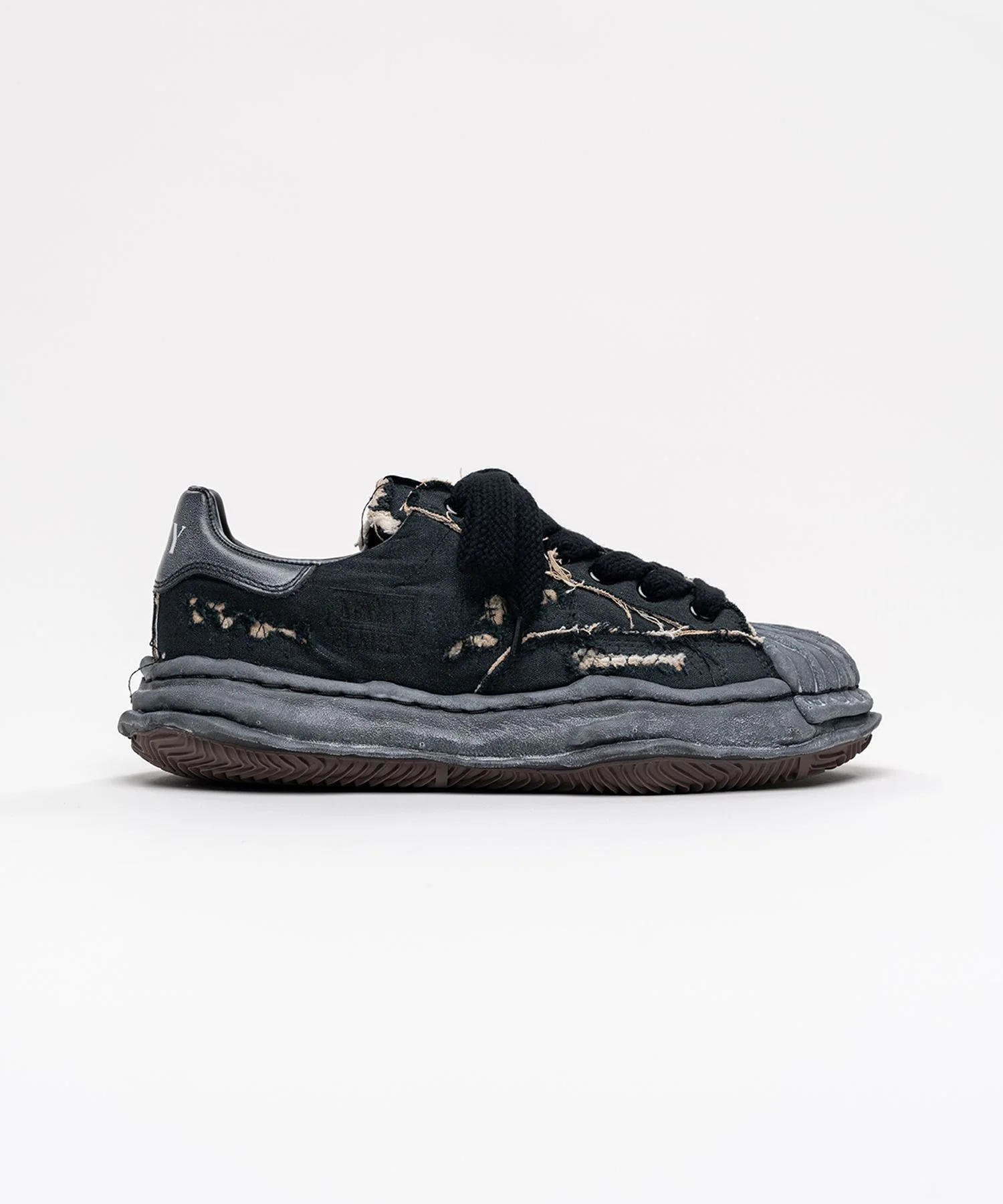 "BLAKEY" OG Sole Ripped Overdye Canvas Low-top Sneaker - 1