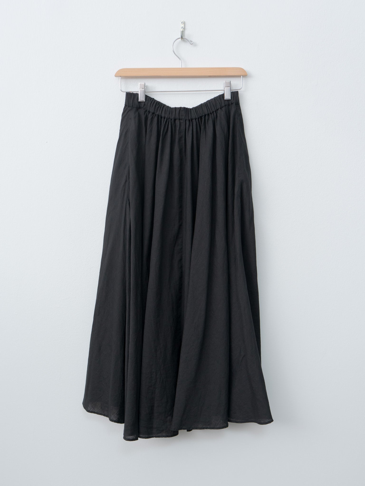 Natural Dyed Linen Lawn Gathered Skirt - Black - 8