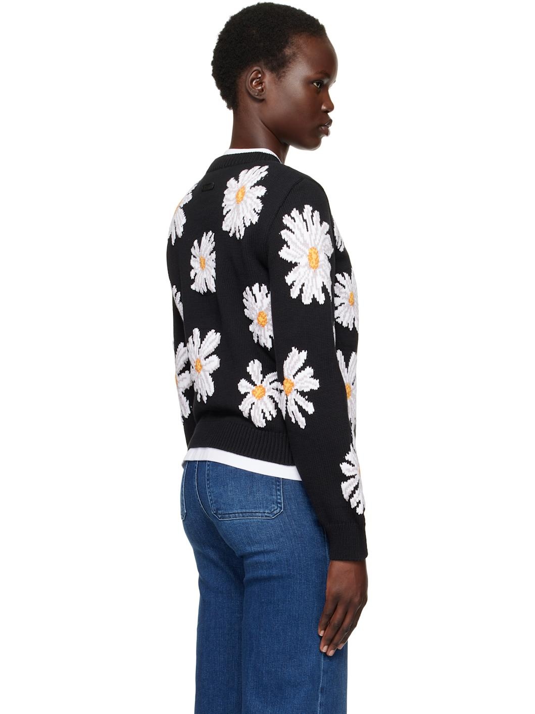 Black All Over Daisy Print Sweater - 3