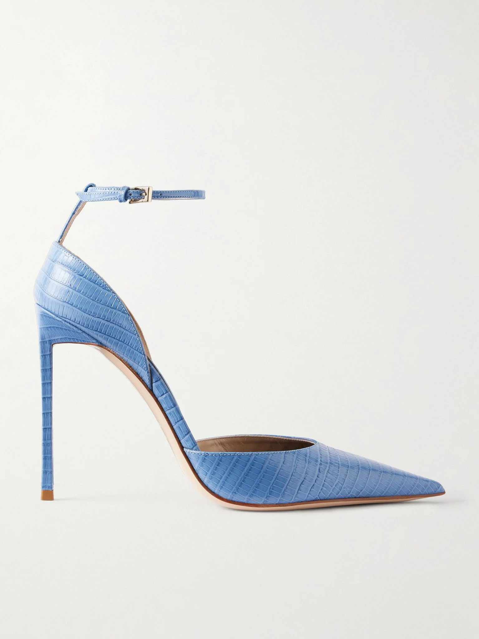 Snake-effect leather pumps Storm blue - 1