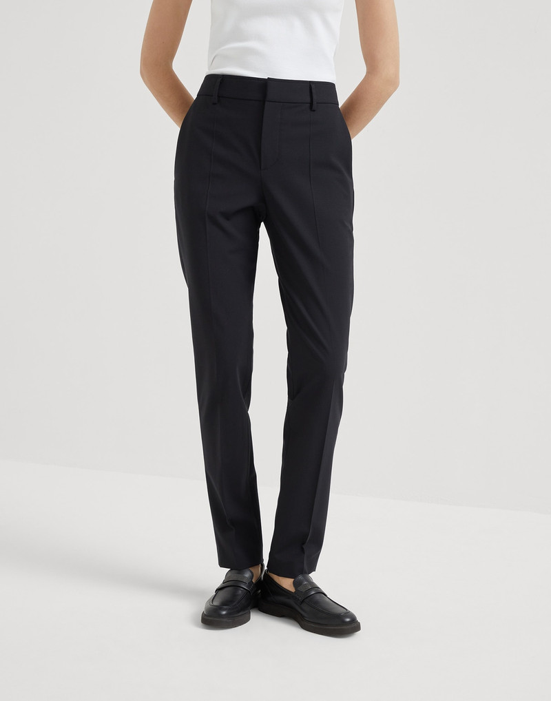 Tropical luxury wool cigarette trousers with monili 1