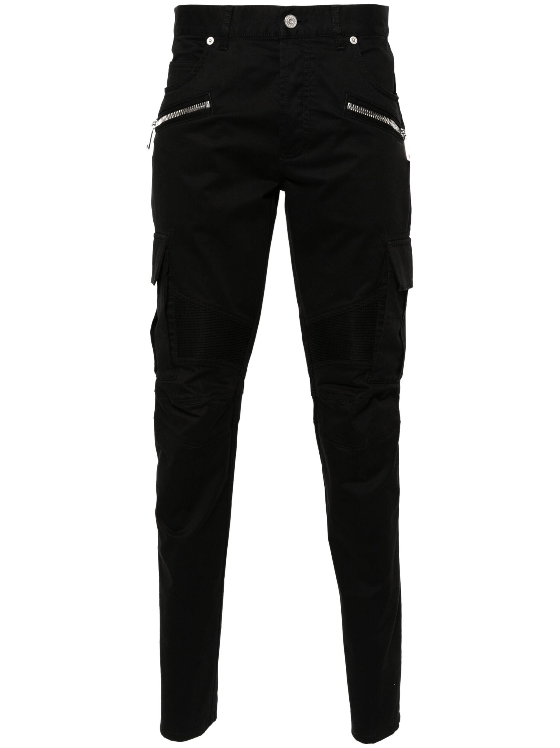 Black Tapered Cotton Cargo Trousers - 1