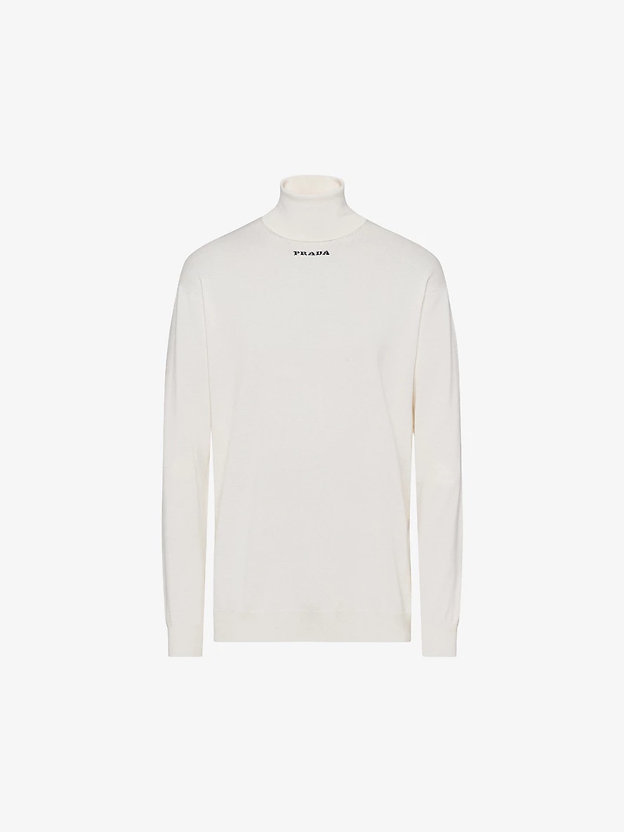 Logo-embroidered turtleneck cashmere jumper - 1