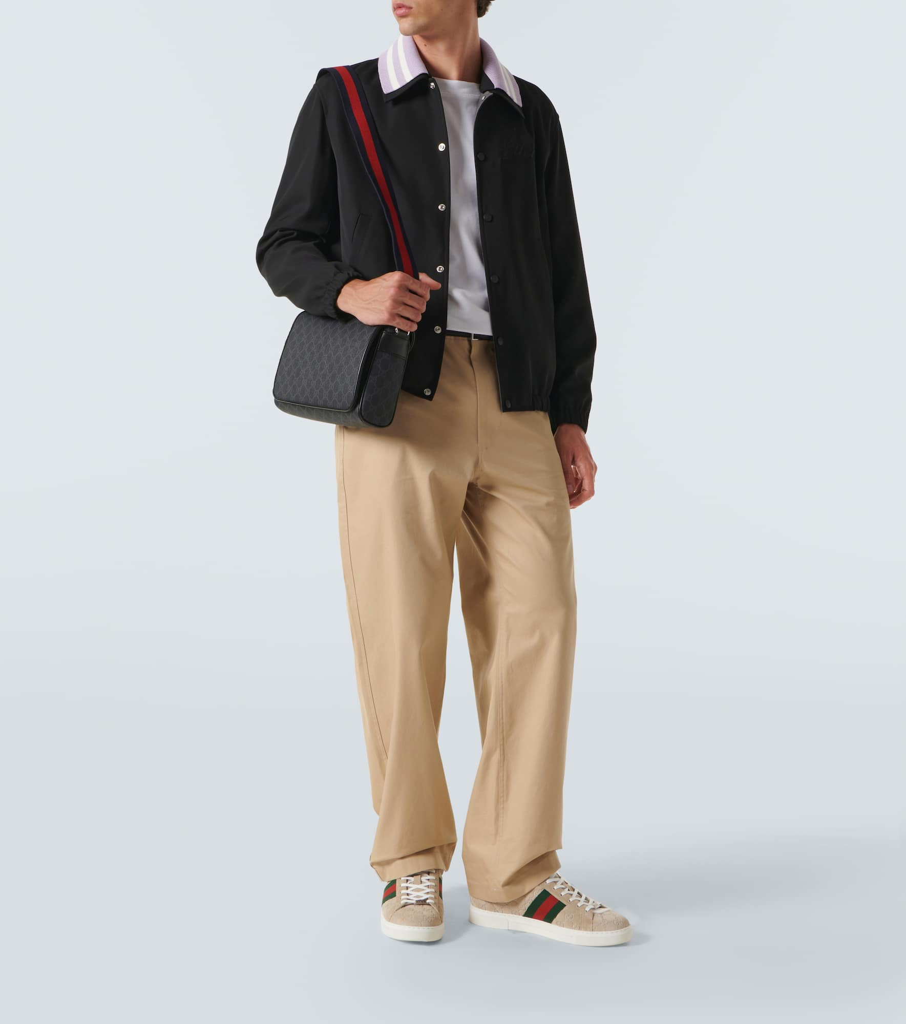Leather-trimmed GG canvas crossbody bag - 7