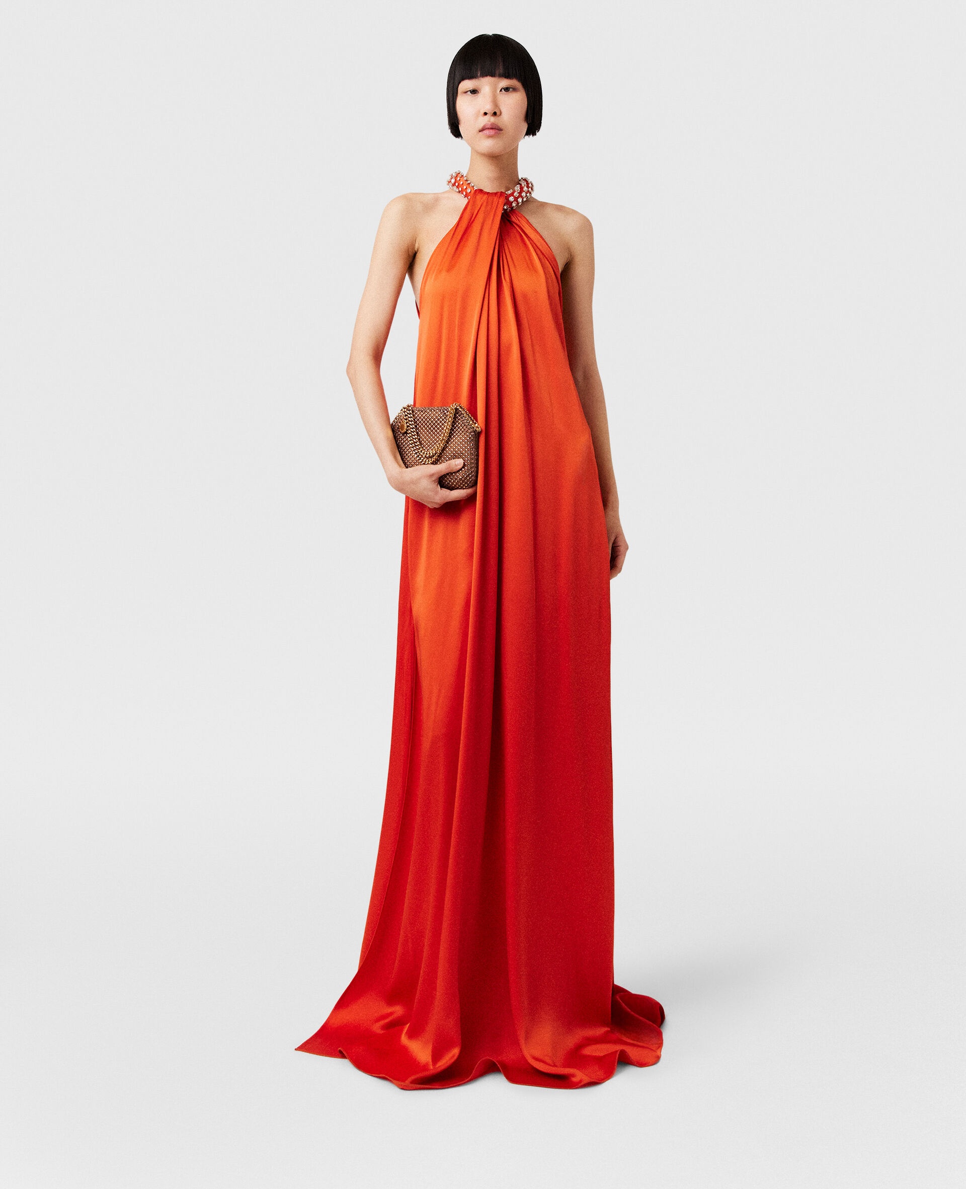 Crystal Halterneck Satin Maxi Dress - 1